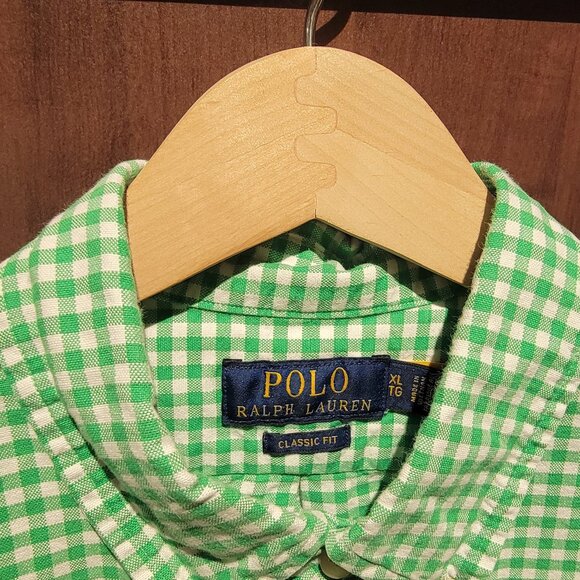 Polo Ralph Lauren XL Green Classic Fit Plaid Oxford Long Sleeve Workshirt - Picture 2 of 3